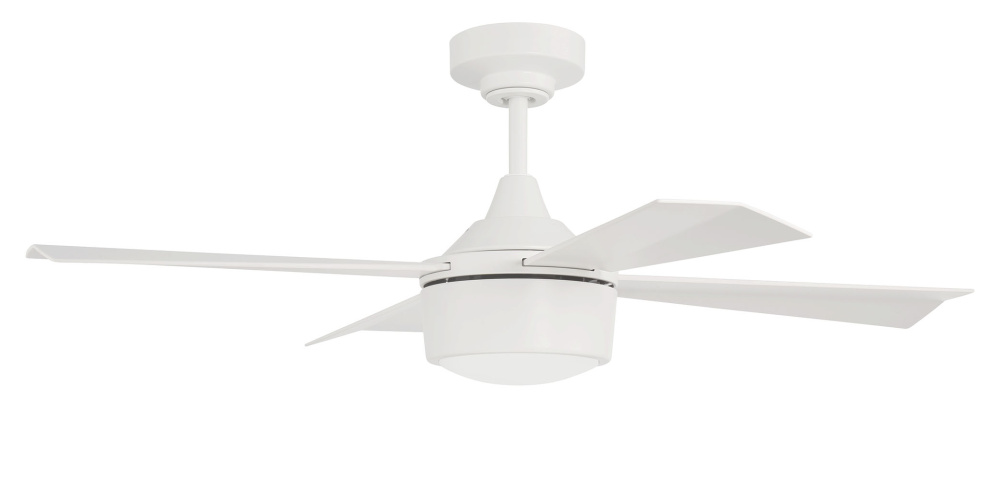 Theo 42" 4-Blade Indoor/Outdoor (Damp) Ceiling Fan, White Finish, White Blades