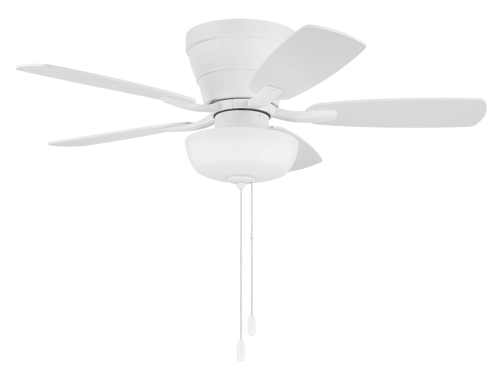 Wheeler 42" 5-Blade 2-Light Bowl Ceiling Fan in White w/ White/Washed Oak Blades
