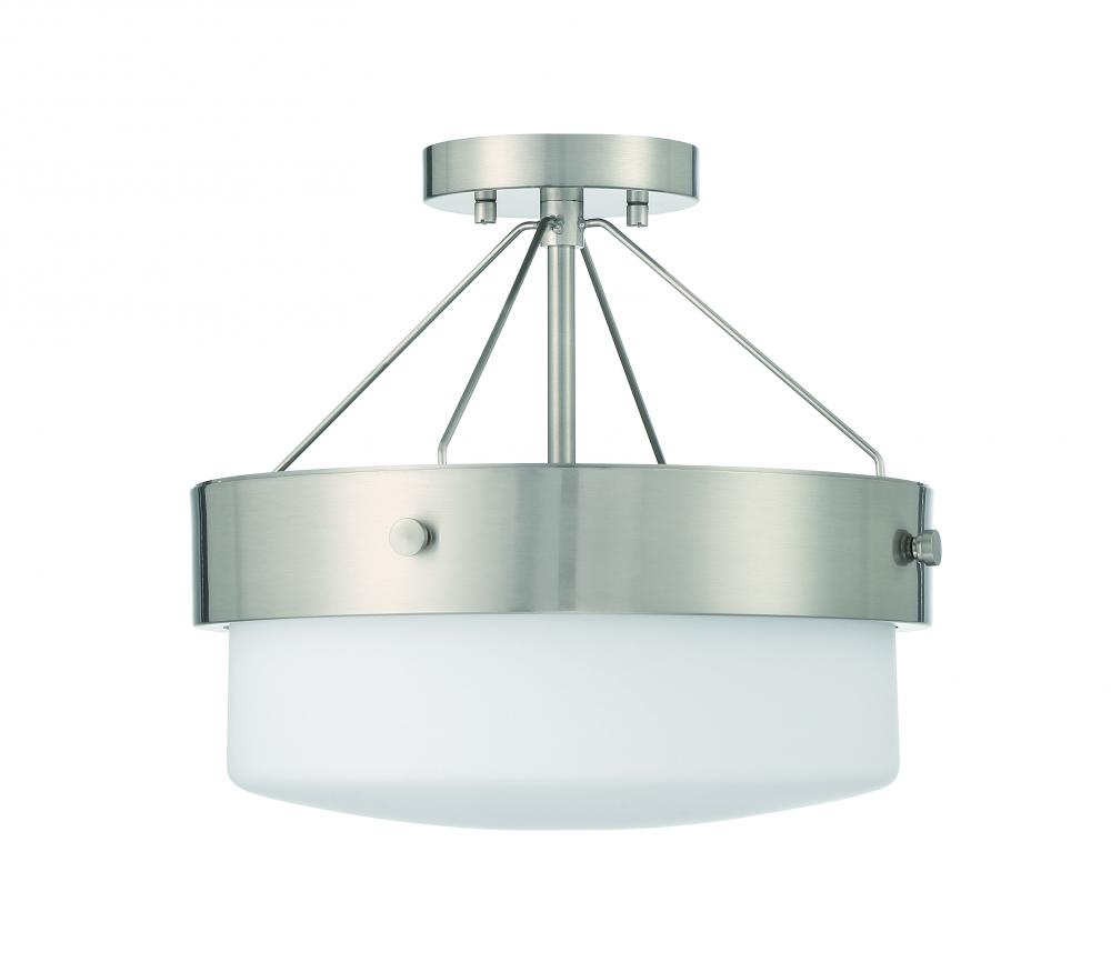 Oak Street 2 Light Convertible Semi Flush in Brushed Polished Nickel