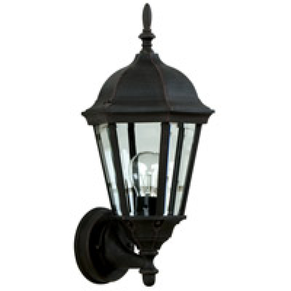 Straight Glass Cast 1 Light 16.75" Outdoor Wall Lantern in Textured Black