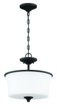 Craftmade 50452-FB-WG - Gwyneth 2 Light Convertible Semi Flush in Flat Black (White Glass)