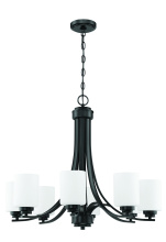 Craftmade 50528-FB-WG - Bolden 8 Light Chandelier in Flat Black (White Glass)