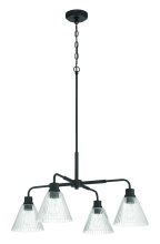 Craftmade 61124-FB - Pleated 4 Light Chandelier in Flat Black