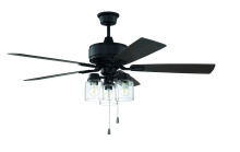 Craftmade KTE52FB5 - Kate 52" 5-Blade Ceiling Fan in Flat Black w/ Black Walnut/Grey Walnut Blades