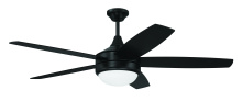 Craftmade PHZ52FB5 - Phaze II 52" 5-Blade Ceiling Fan in Flat Black w/ Flat Black/Greywood Blades; Integrated Light K