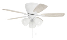 Craftmade WHL42W5C3 - Wheeler 42" 5-Blade 3-Light Ceiling Fan in White w/ White/Washed Oak Blades; Integrated Light Ki