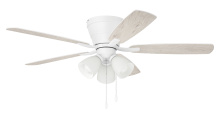 Craftmade WHL52W5C3 - Wheeler 52" 5-Blade 3-Light Ceiling Fan in White w/ White/Washed Oak Blades; Integrated Light Ki