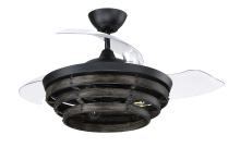 Craftmade WHS42FBGW3 - Whiskey 44" 3-Blade Ceiling Fan in Flat Black w/ Clear Acrylic Blades; Integrated Light Kit