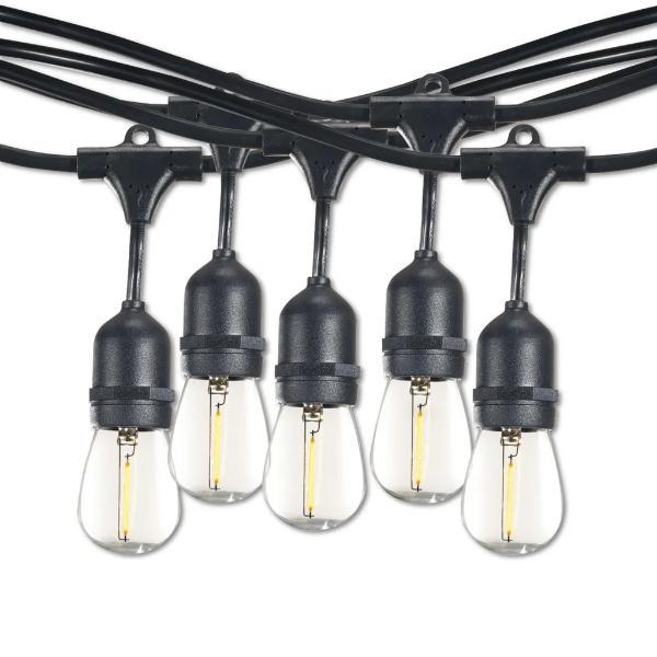 810162 48' STRING LIGHT 15 SOCKETS KIT BLACK W/ LED 0.7W S14 CLEAR E26 LAMPS