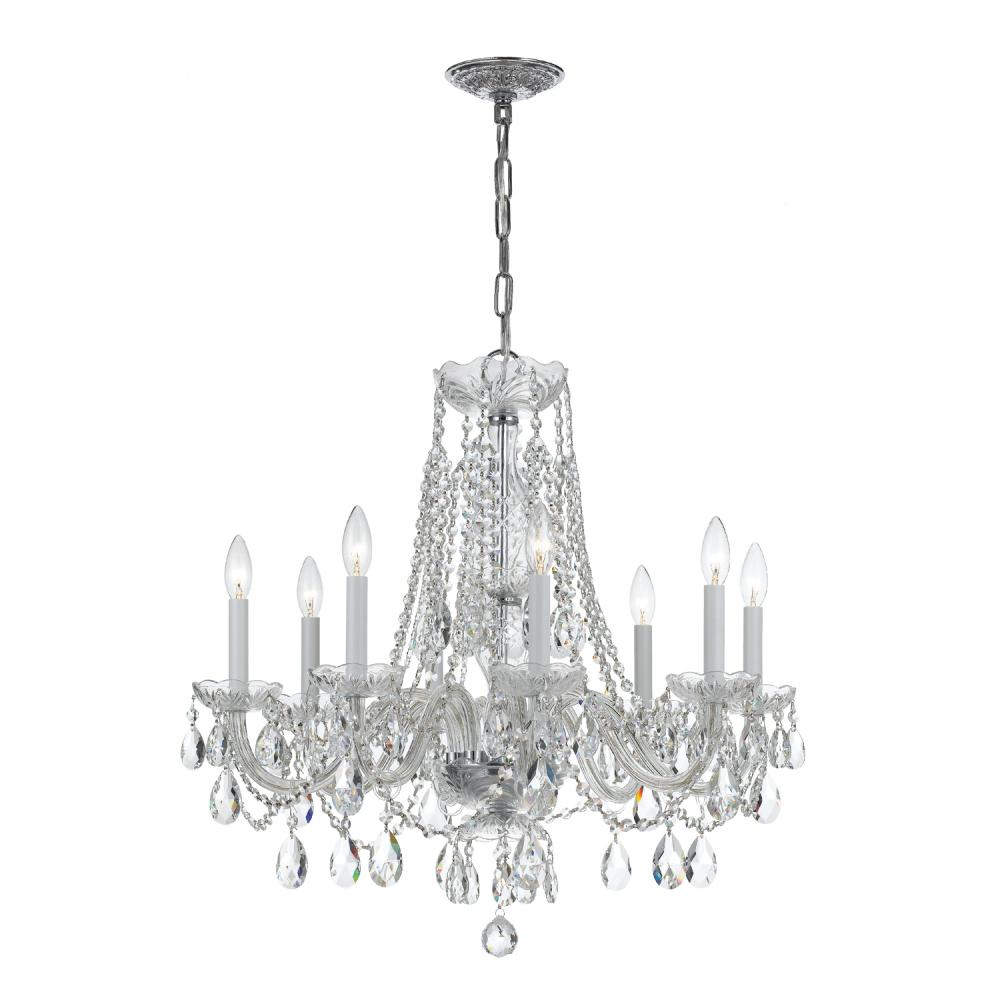 Traditional Crystal 26'' Hand Cut Crystal Polished Chrome Chandelier