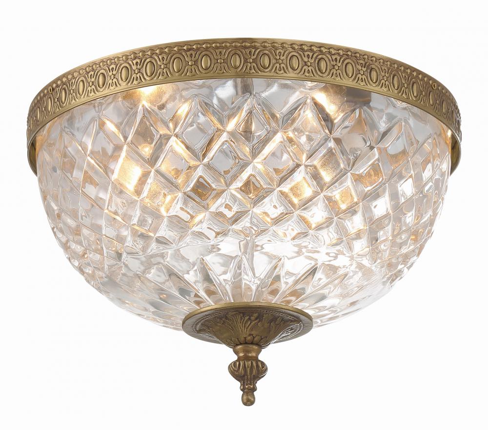 Radley 10'' Olde Brass Faceted Cut Glass Bowl Flush Mount