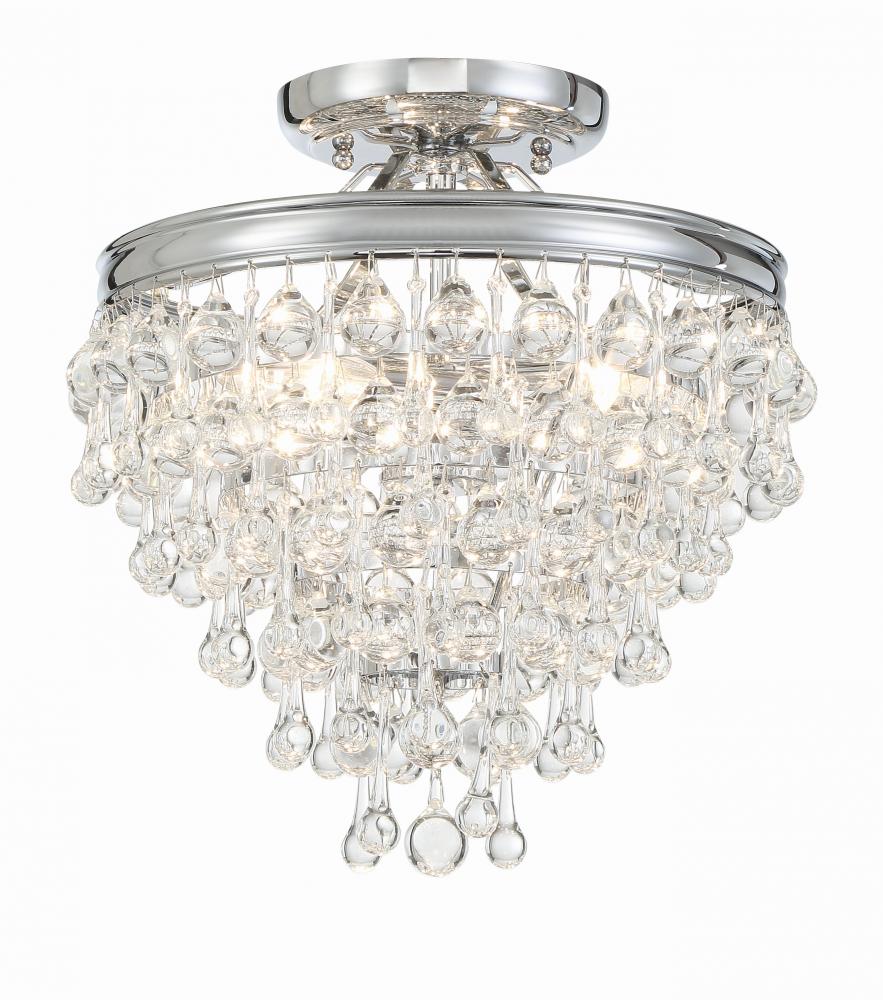 Calypso 13'' Crystal Teardrop Polished Chrome Semi Flush Mount