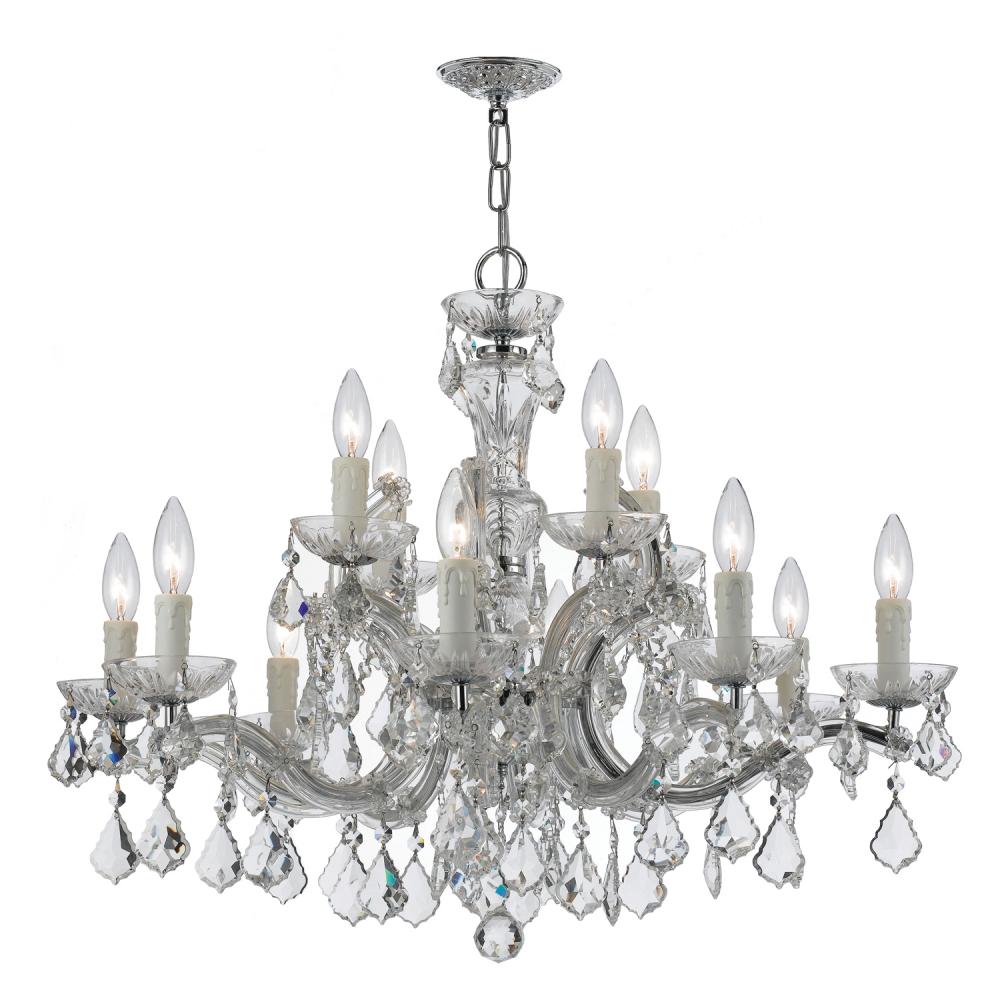 Maria Theresa 30'' Hand Cut Crystal Polished Chrome Chandelier