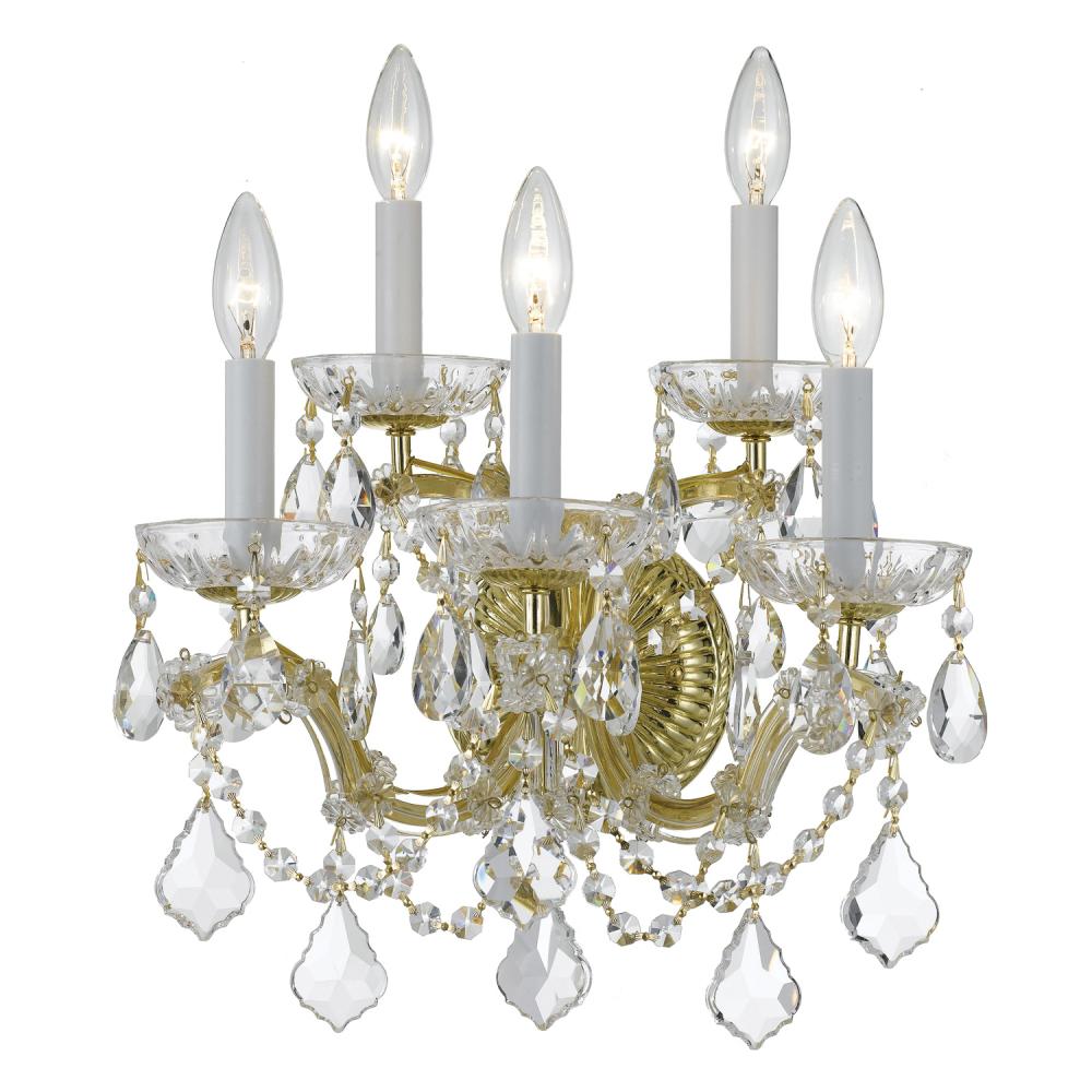 Maria Theresa 16'' Hand Cut Crystal Gold Sconce