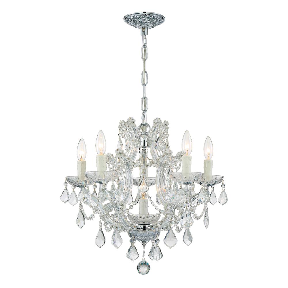 Maria Theresa 6 Light Clear Italian Crystal Polished Chrome Chandelier