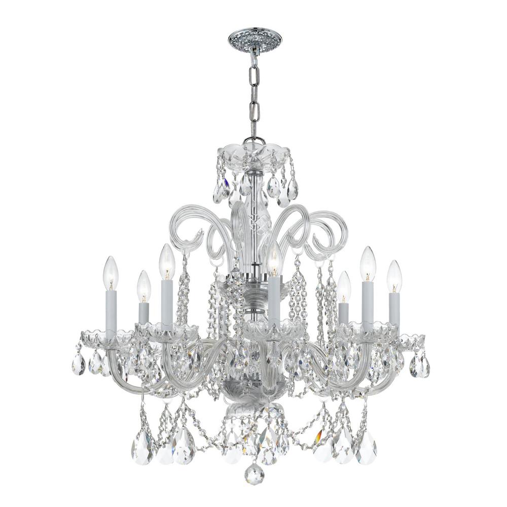 Traditional Crystal 27'' Hand Cut Crystal Polished Chrome Chandelier