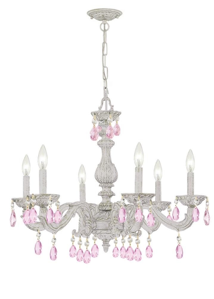Paris Market 28'' Rose Crystal Antique White Chandelier