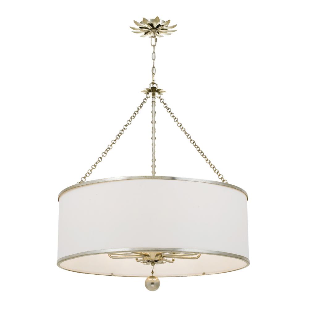 Broche 8 Light Antique Silver Chandelier