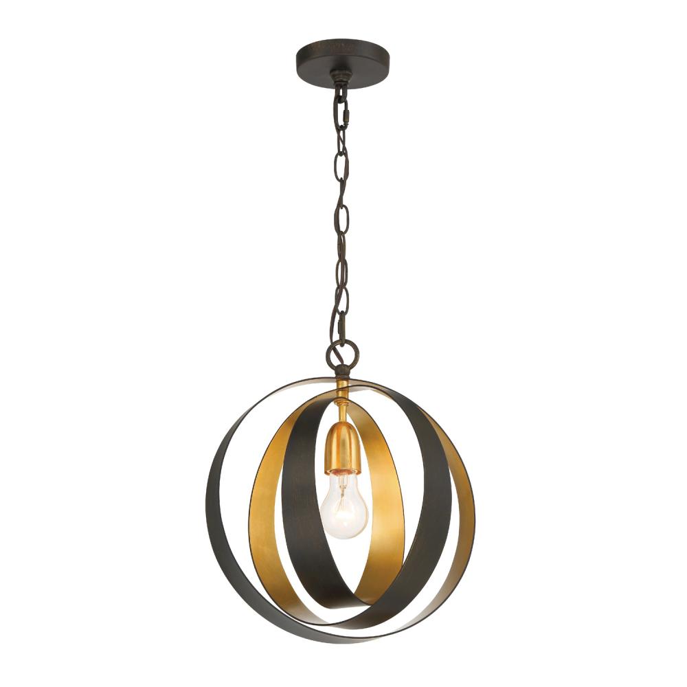 Luna 12'' English Bronze + Antique Gold Chandelier