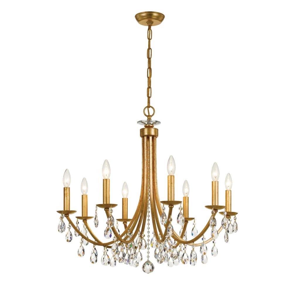 Bridgehampton 28'' Hand Cut Crystal Antique Gold Chandelier