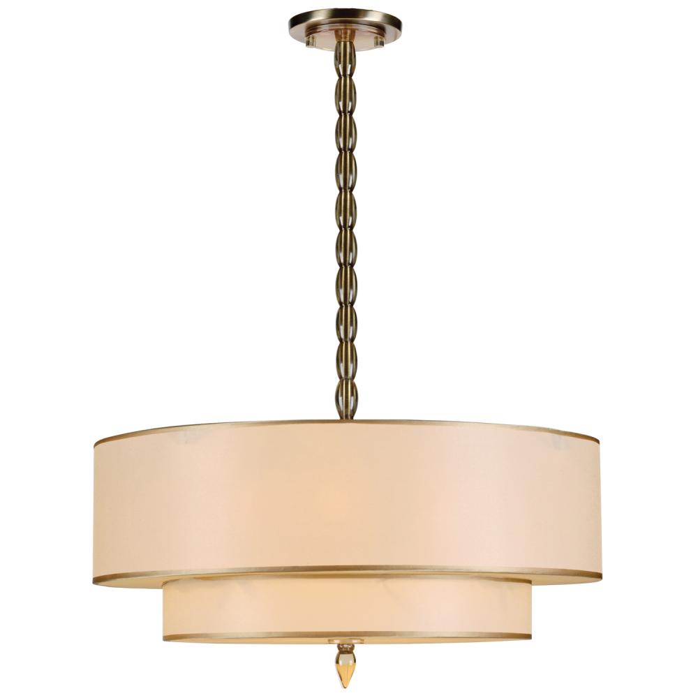 Luxo 26'' Drum Shade Antique Brass Chandelier
