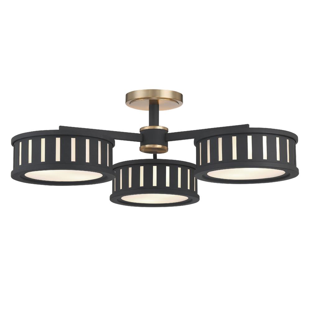 Kendal 29.25'' Vibrant Gold + Black Forged Semi Flush Mount