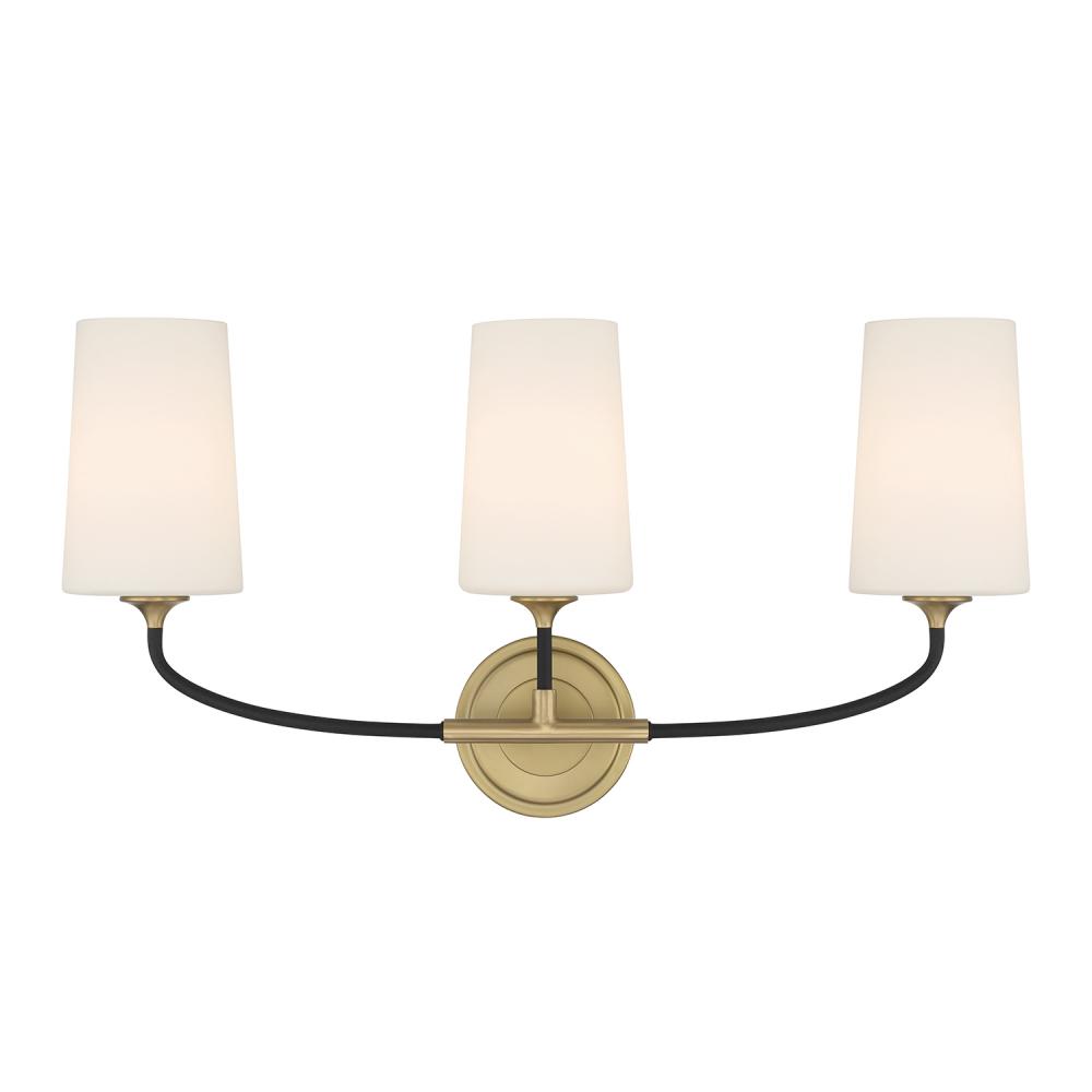 Niles 3 Light Black Forged + Modern Gold Bathroom Vanity