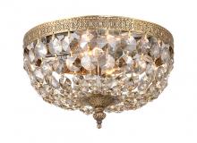 Crystorama 710-OB-GT-MWP - Waltham 10'' Golden Teak Hand Cut Crystal Olde Brass Flush Mount