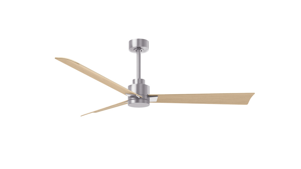 Alessandra - 56" Three Blade Transitional Ceiling Fan - Brushed Nickel Finish - Light Maple Blad