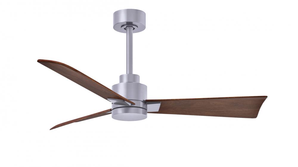 Alessandra - 42" Three Blade Transitional Ceiling Fan - Brushed Nickel Finish - Walnut Tone Blad