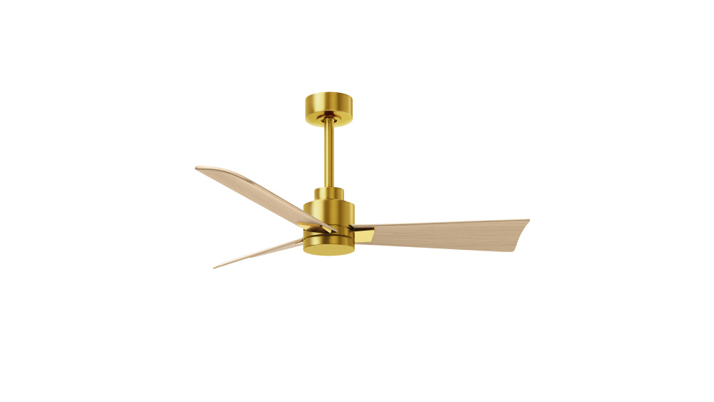 Alessandra - 42" Three Blade Transitional Ceiling Fan - Brushed Brass Finish - Light Maple Blade