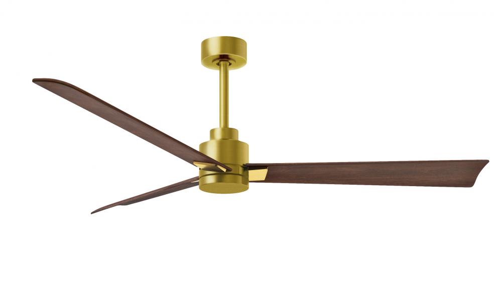 Alessandra - 56" Three Blade Transitional Ceiling Fan - Brushed Brass Finish - Walnut Tone Blade