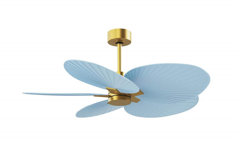 Alessandra Tropical - Five Blade Ceiling Fan - Brushed Brass Finish - Light Blue Blades