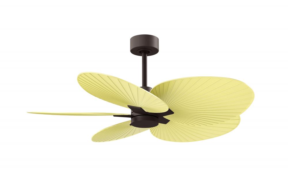 Alessandra Tropical - Five Blade Ceiling Fan - Textured Bronze Finish - Light Yellow Blades