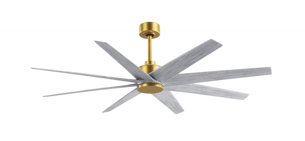 Ariella - Eight Blade Ceiling Fan - Brushed Brass Finish - Barn Wood Tone Blades