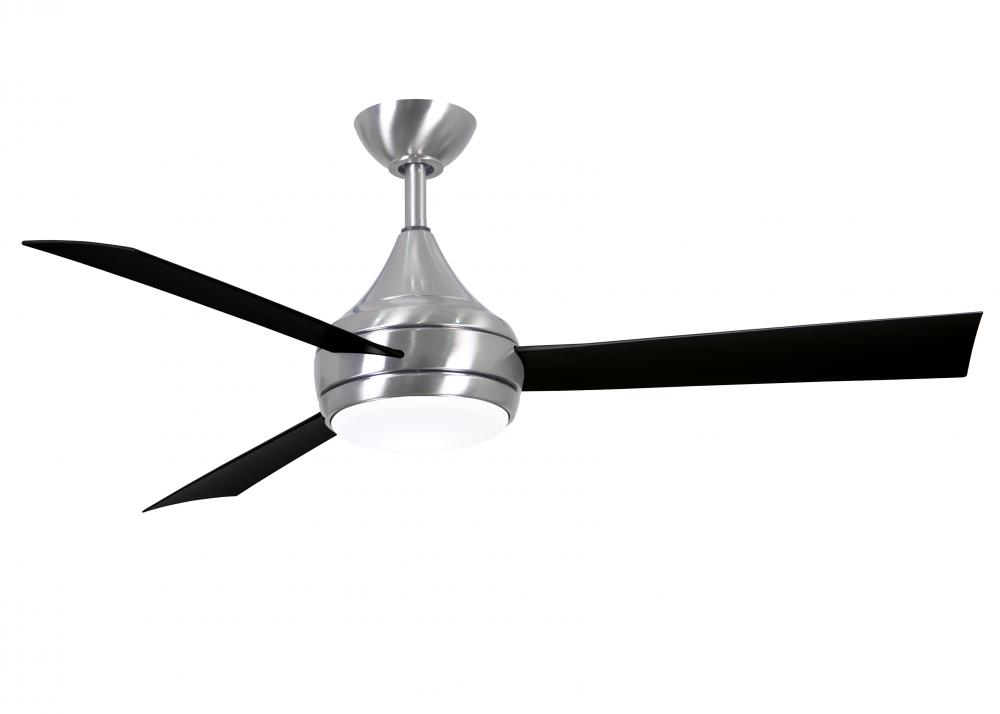 Donaire - Three Blade Paddle Fan - Integrated LED - Brushed Stainless Finish - Matte Black Blades