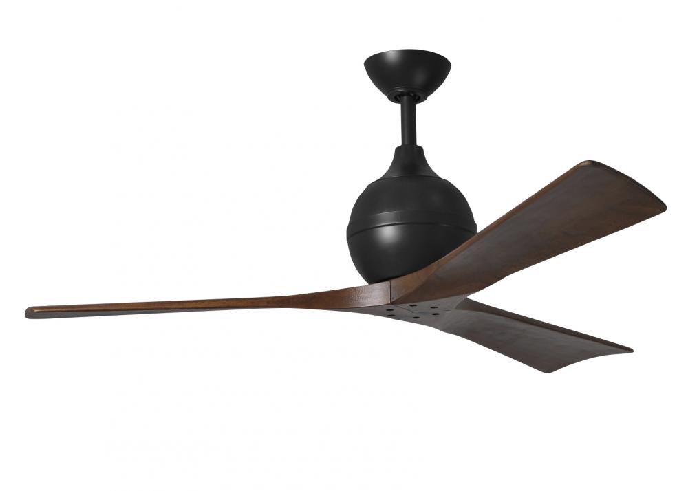 Irene-3 - Three Blade Paddle Fan - 52" - Matte Black Finish - Walnut Tone Blades