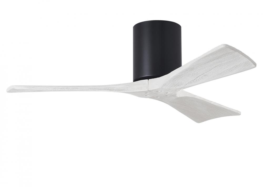 Irene-3H - Three Blade Flush Mount Paddle Fan - 42" - Matte Black Finish - Matte White Blades