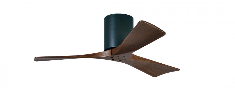 Irene-3H - Three Blade Flush Mount Paddle Fan - 42" - Matte Black Finish - Walnut Tone Blades