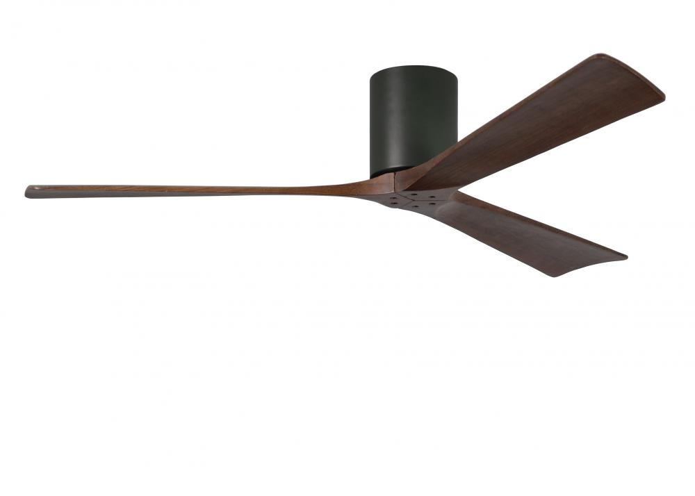 Irene-3H - Three Blade Flush Mount Paddle Fan - 60" - Matte Black Finish - Walnut Tone Blades