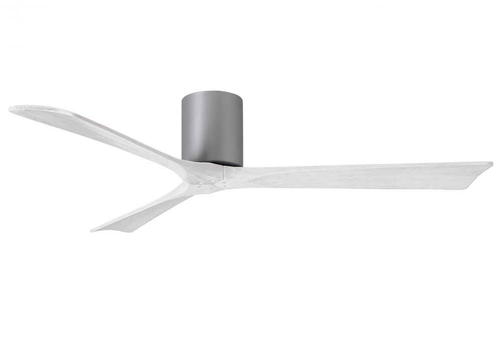 Irene-3H - Three Blade Flush Mount Paddle Fan - 60" - Brushed Nickel Finish - Matte White Blades