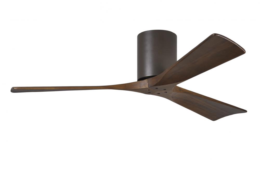 Irene-3H - Three Blade Flush Mount Paddle Fan - 52" - Textured Bronze Finish - Walnut Tone Blade