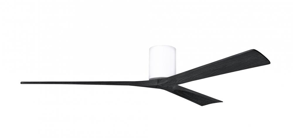 Irene-3H - Three Blade Flush Mount Paddle Fan - 72" - Gloss White Finish - Matte Black Blades