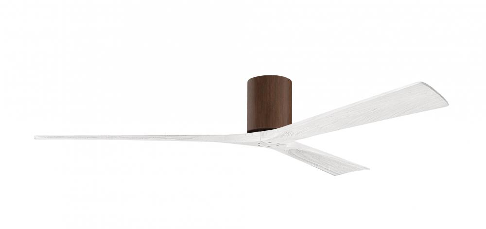 Irene-3H - Three Blade Flush Mount Paddle Fan - 72" - Walnut Finish - Matte White Blades