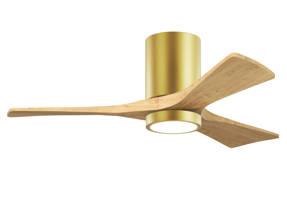 Irene-3HLK - 42" Three Blade Flush Mount Paddle Fan - 5CCT Integrated LED - Brushed Brass Finish