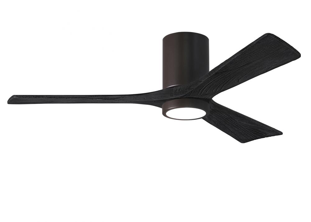 Irene-3HLK-52" Three Blade Flush Mount Paddle Fan-5CCT Integrated LED -Textured Bronze Finish
