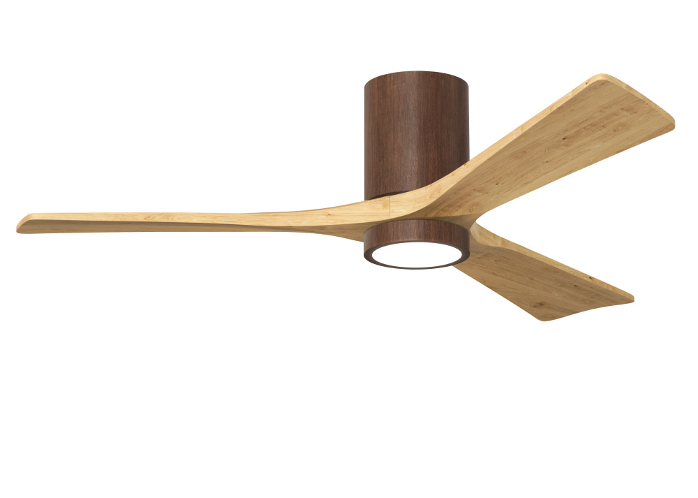 Irene-3HLK - 52" Three Blade Flush Mount Paddle Fan - 5CCT Integrated LED - B Walnut Tone Finish