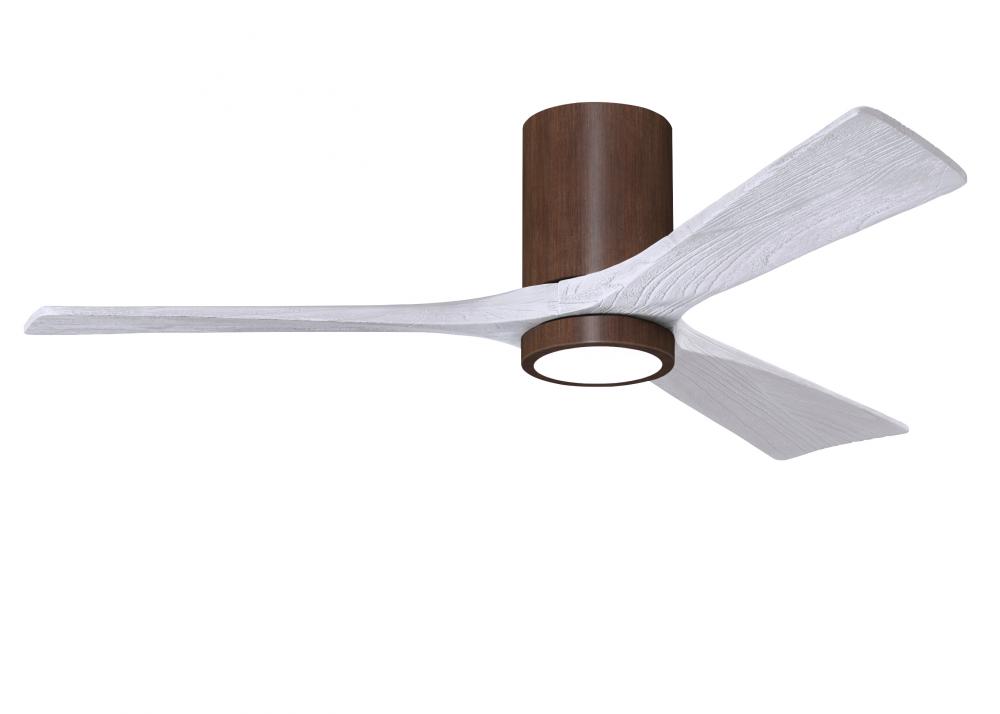Irene-3HLK - 52" Three Blade Flush Mount Paddle Fan - 5CCT Integrated LED - Walnut Tone Finish