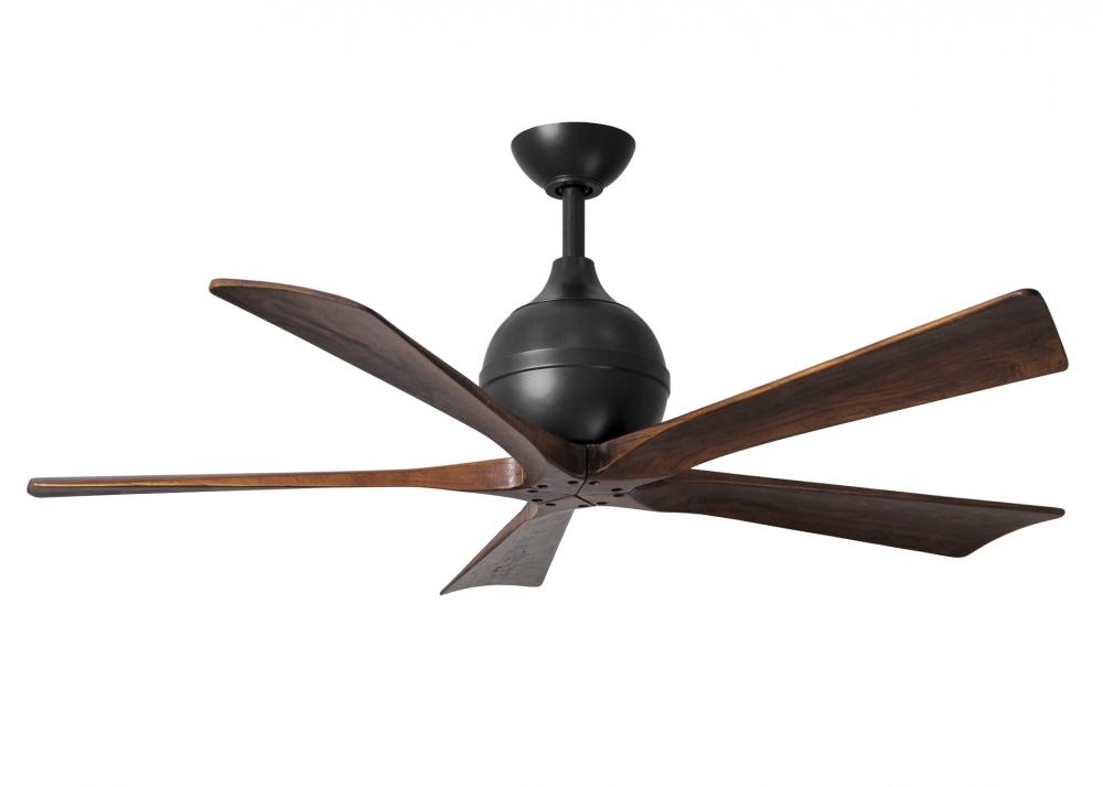 Irene-5 - 52" Five Blade Paddle Fan - Matte Black Finish - Walnut Tone Blades