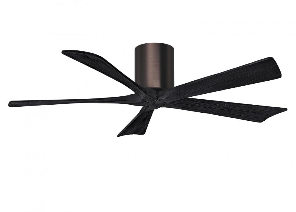 Irene-5H - 52" Five Blade Flush Mount Paddle Fan - Brushed Bronze Finish - Matte Black Blades